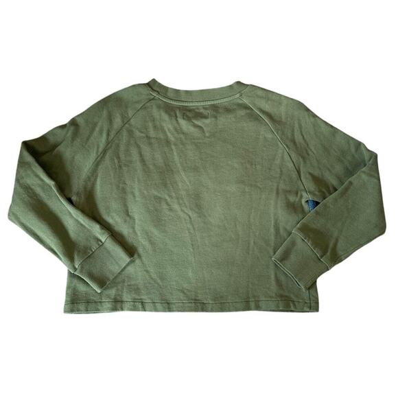 Women’s United by Blue Green Organic Raglan Crop Crewneck Pullover Size Small - Picture 2 of 4
